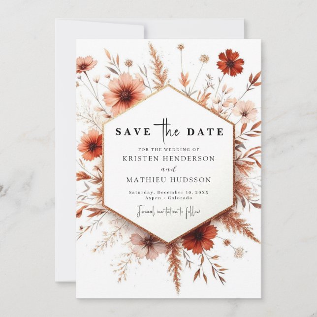 Terracotta Wedding Save The Date (Vorderseite)