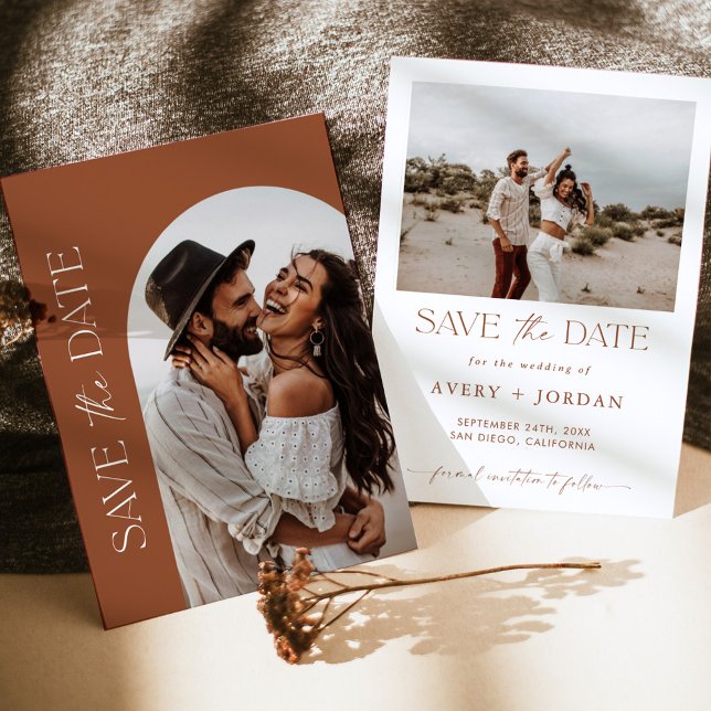 Terracotta Wedding Save the Date, Boho Rett Dates Einladung (Von Creator hochgeladen)