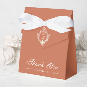 Terracotta Wedding Wappen Monogram Script Vielen D Geschenkschachtel