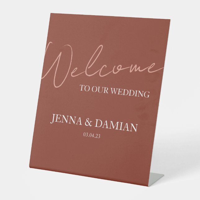 Terracotta Wedding Welcome Sign Sockelschild (Vorderseite)