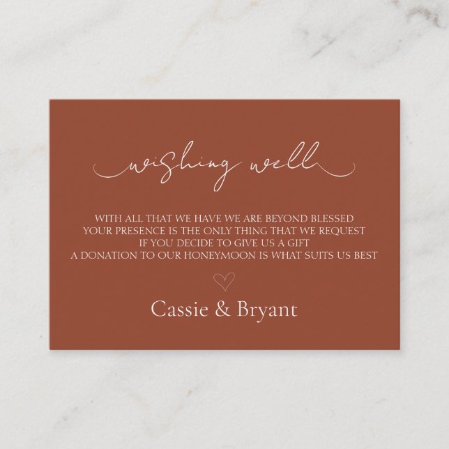 Terracotta Wedding Wishing Well-Enclosure Card Begleitkarte (Vorderseite)