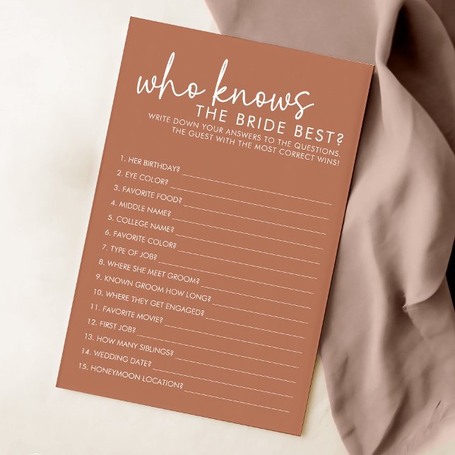 Terracotta Wer die Braut mit dem besten Duschspiel (Von Creator hochgeladen)