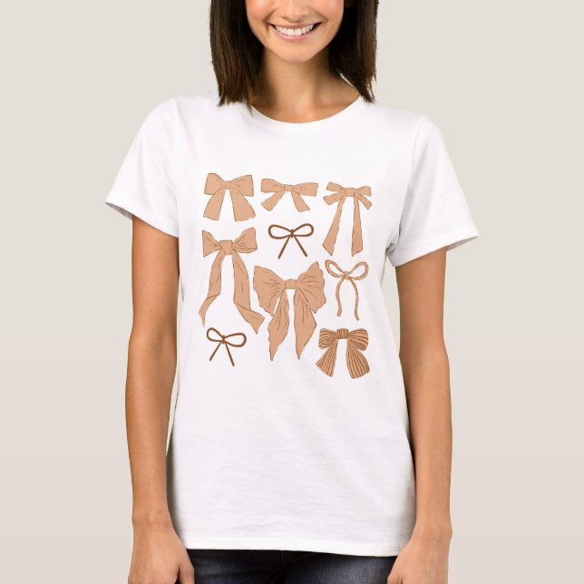 Terracotta Whimsical Bows T-Shirt (Vorderseite)
