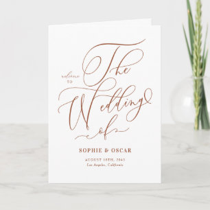 Terracotta Whimsical Calligraphy Boho Wedding Programm