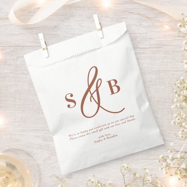 Terracotta Whimsical Calligraphy Wedgram Geschenktütchen (Ausgeschnitten)