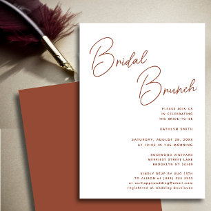 Terracotta Whimsical Script Chic Bridal Brunch Einladung