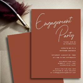 Terracotta Whimsical Script Chic Engagement Party Einladung
