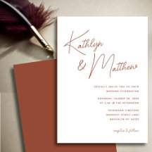 Terracotta Whimsical Script Minimalistisch Wedding
