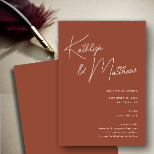 Terracotta Whimsistische Schrift Minimalistisch Mo Save The Date