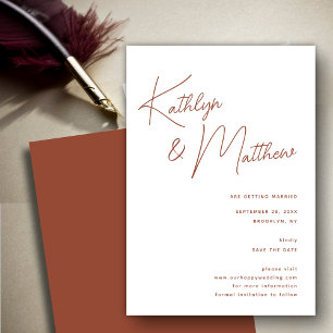 Terracotta Whimsistische Schrift Minimalistisch Mo Save The Date