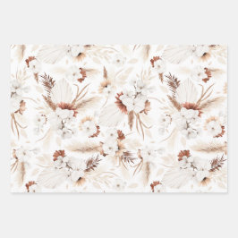Terracotta White and Ivory Blume Boho Botanical Geschenkpapier Set