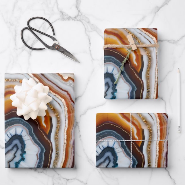 Terracotta White Black Blue Geschenkpapier Set (Vorderseite)