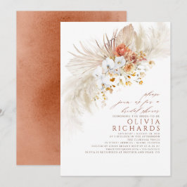 Terracotta White Blume Boho Brautparty Einladung