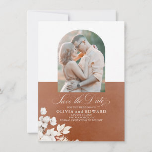 Terracotta White Blume Boho Save the Date Foto