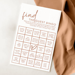 Terracotta & White Brautparty Guest Bingo Game