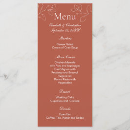 Terracotta White Floral Botanical Wedding Menu Menükarte