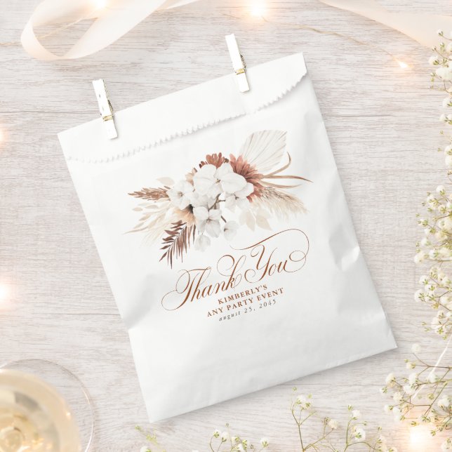 Terracotta White Ivory Blume Boho Vielen Dank Geschenktütchen (Ausgeschnitten)