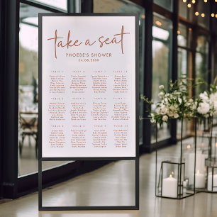 Terracotta & White Minimalistisch Dusche Sitzplan Poster