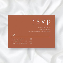 Terracotta & White Minimalistisch Typografy Weddin RSVP Karte