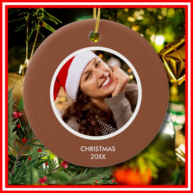 Terracotta & White Modern Initials Monogram FOTO Keramik Ornament (Terracotta & White Modern Initials Monogram PHOTO Ceramic Ornament)