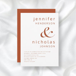 Terracotta & White Modern Typografy Wedding Einladung