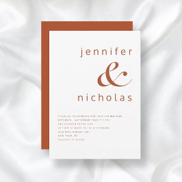 Terracotta & White Modern Typografy Wedding Einladung