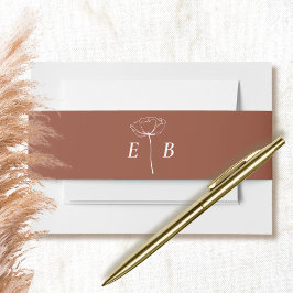 Terracotta White Monogram Floral Accent Initial Einladungsbanderole