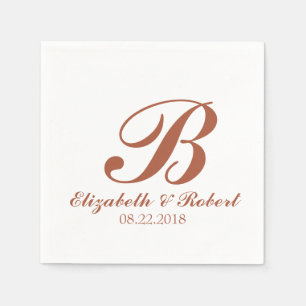Terracotta White Wedding Monogram Napkins Serviette