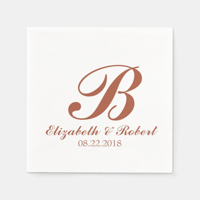 Terracotta White Wedding Monogram Napkins Serviette (Vorderseite)
