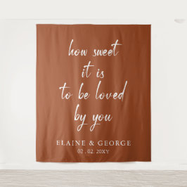 Terracotta Wie süß es ist Hochzeitsgebirge Foto Hi Wandteppich