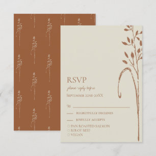 Terracotta & Wild Grass Erdtöne Hochzeits-RSVP RSVP Karte