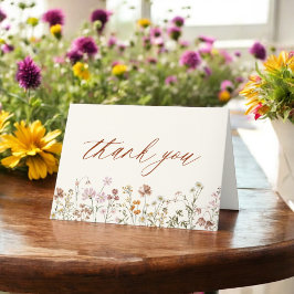 Terracotta Wildblume Babydusche Dankeskarte