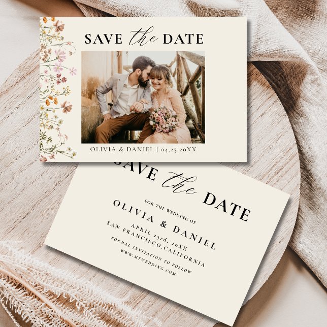 Terracotta Wildblume Blumenbeete Hochzeit Save The Date (Von Creator hochgeladen)