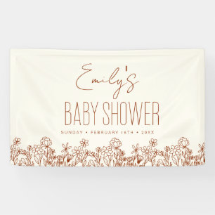 Terracotta Wildblume Boho Babydusche Banner