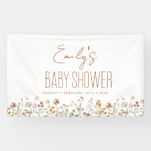 Terracotta Wildblume Boho Babydusche Banner