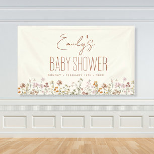 Terracotta Wildblume Boho Babydusche Banner