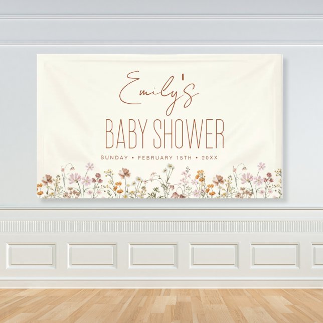 Terracotta Wildblume Boho Babydusche Banner (Von Creator hochgeladen)