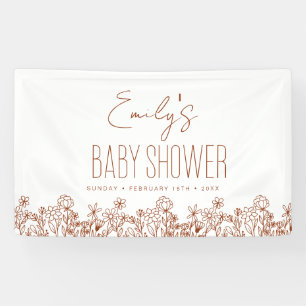 Terracotta Wildblume Boho Babydusche Banner