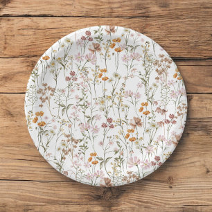 Terracotta Wildblume Boho Kinderdusche im Blut Pappteller