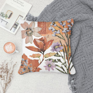 Terracotta Wildblume Boho Rustikale Frühlingsakzen Kissen