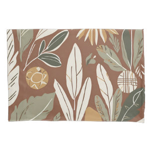 Terracotta-Wildblume Boho Rustikaler eklektischer Kissenbezug