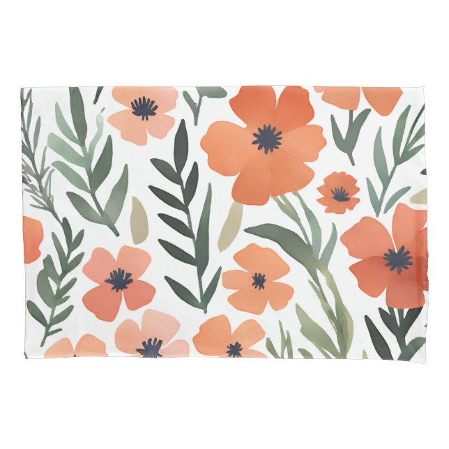 Terracotta-Wildblume Boho Rustikales Schlafzimmerd Kissenbezug (Vorderseite)