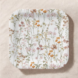 Terracotta Wildblume Boho Wedding im Blumengarten Pappteller