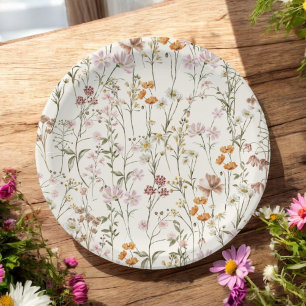 Terracotta Wildblume Boho Wedding im Blumengarten Pappteller
