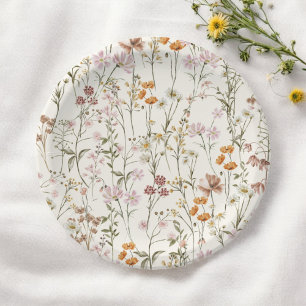 Terracotta Wildblume Boho Wedding im Blumengarten Pappteller