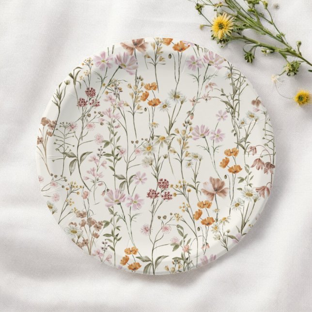 Terracotta Wildblume Boho Wedding im Blumengarten Pappteller (Von Creator hochgeladen)