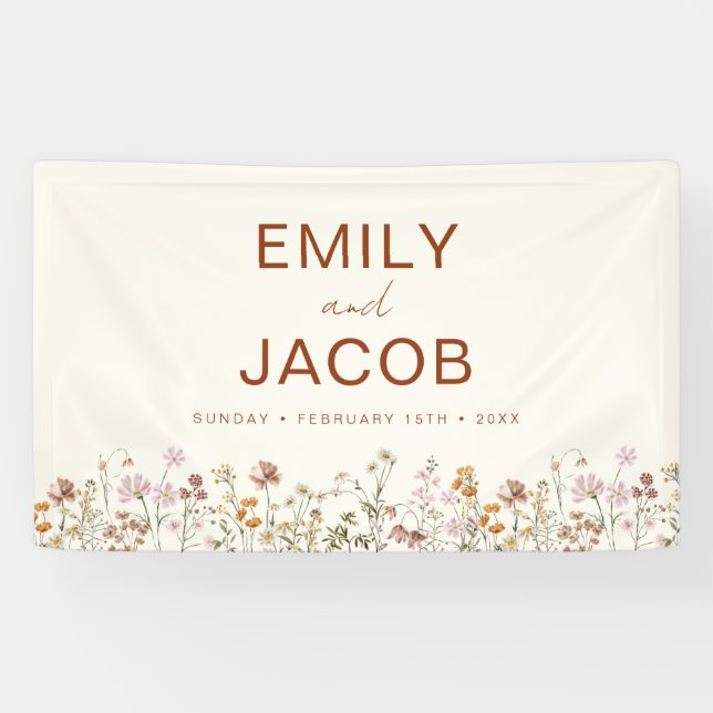 Terracotta Wildblume Boho Wedding in Bloom Banner (Horizontal)