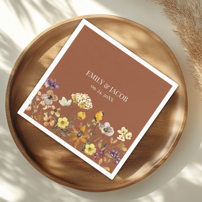 Terracotta Wildblume Boho Wedding Napkins Serviette (Von Creator hochgeladen)