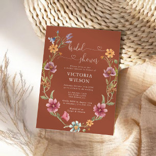 Terracotta Wildblume Bridal Dusche Einladung