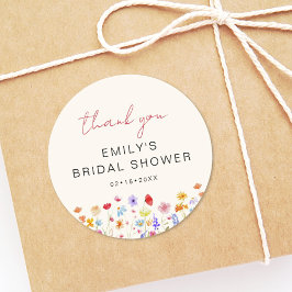 Terracotta Wildblume Danke Brautparty Runder Aufkleber